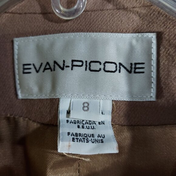 EVAN-PICONE 1980's 4 Button Carmel Long Length Blazer Shoulder Pads Made In USA - Picture 3 of 16